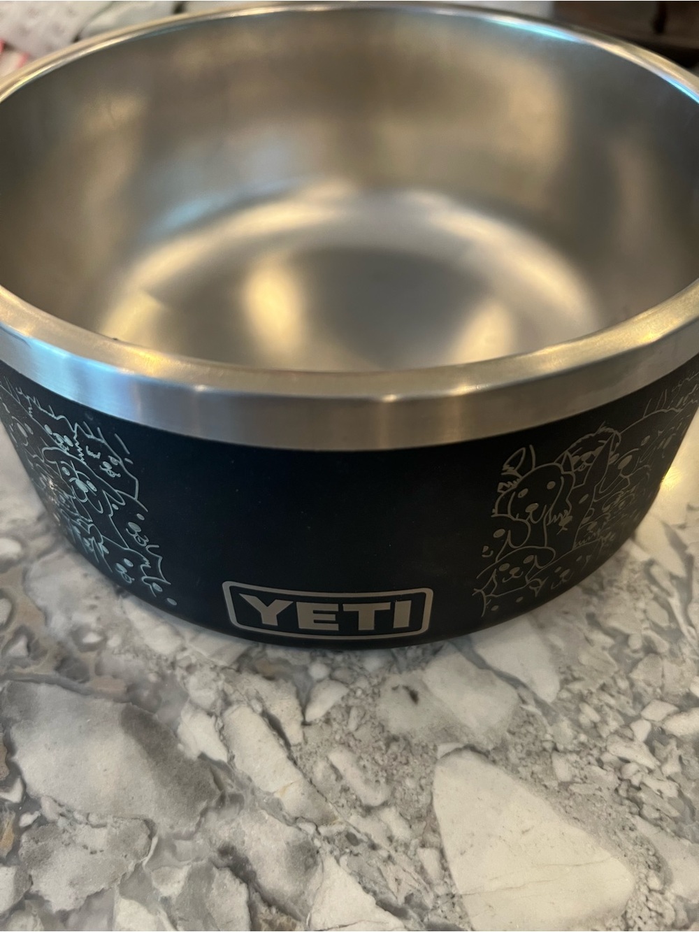 Yeti Custom Engraved Large Black Stainless Steel Pet Bowl with Logo